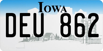 IA license plate DEU862