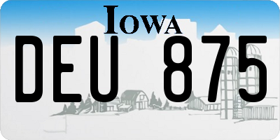 IA license plate DEU875