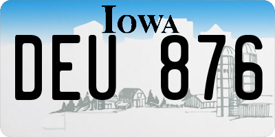 IA license plate DEU876