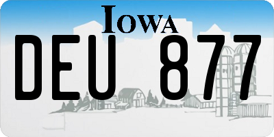 IA license plate DEU877