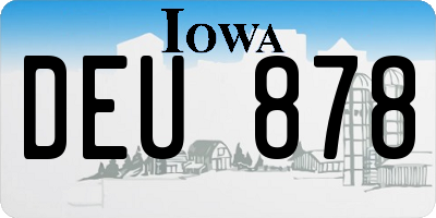 IA license plate DEU878