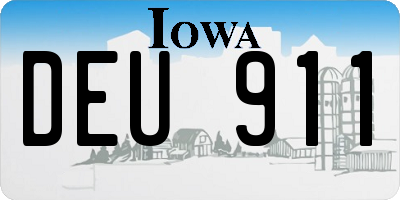 IA license plate DEU911