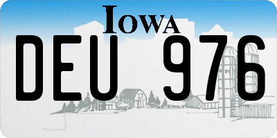 IA license plate DEU976