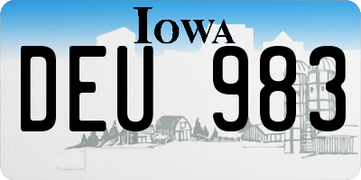IA license plate DEU983