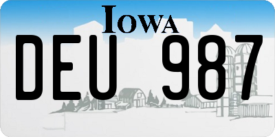 IA license plate DEU987