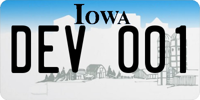 IA license plate DEV001