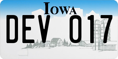 IA license plate DEV017