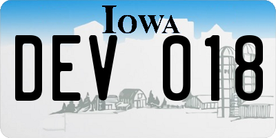 IA license plate DEV018
