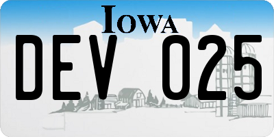 IA license plate DEV025