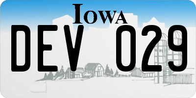 IA license plate DEV029