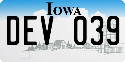 IA license plate DEV039