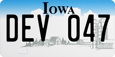 IA license plate DEV047
