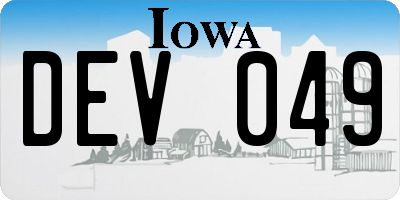 IA license plate DEV049