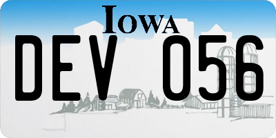 IA license plate DEV056