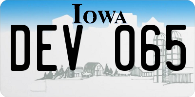 IA license plate DEV065
