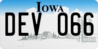 IA license plate DEV066