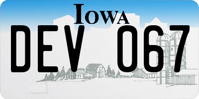 IA license plate DEV067
