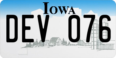 IA license plate DEV076