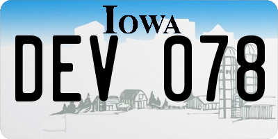 IA license plate DEV078