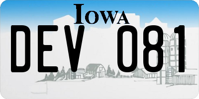 IA license plate DEV081