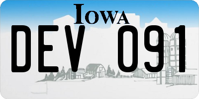 IA license plate DEV091