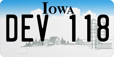 IA license plate DEV118