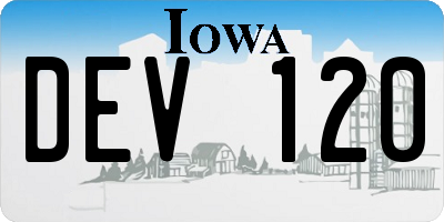 IA license plate DEV120