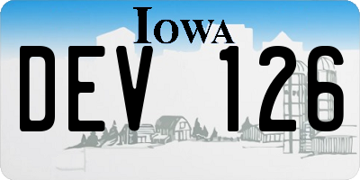 IA license plate DEV126