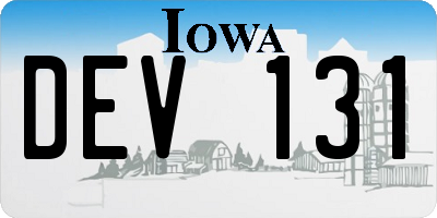 IA license plate DEV131