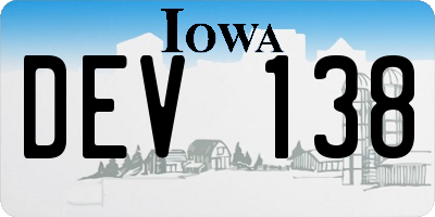 IA license plate DEV138