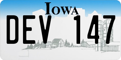 IA license plate DEV147
