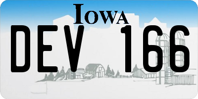 IA license plate DEV166