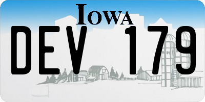 IA license plate DEV179