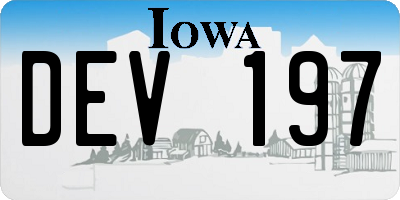 IA license plate DEV197