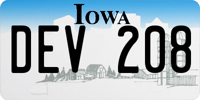 IA license plate DEV208