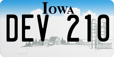 IA license plate DEV210