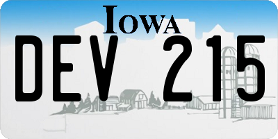IA license plate DEV215