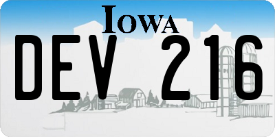 IA license plate DEV216