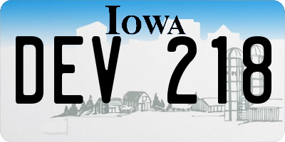IA license plate DEV218