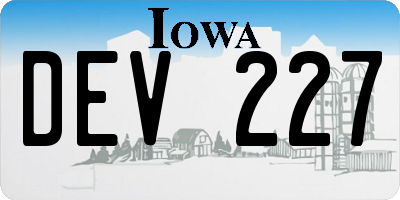 IA license plate DEV227