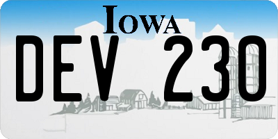 IA license plate DEV230