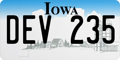 IA license plate DEV235