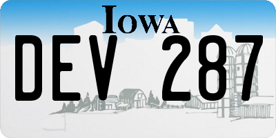 IA license plate DEV287