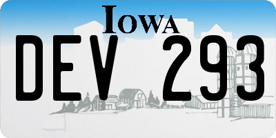 IA license plate DEV293