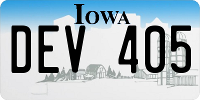 IA license plate DEV405