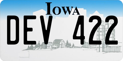 IA license plate DEV422
