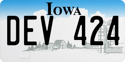 IA license plate DEV424