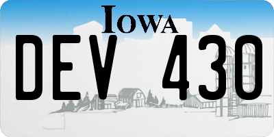 IA license plate DEV430