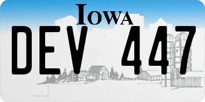 IA license plate DEV447