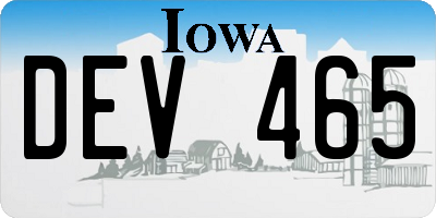 IA license plate DEV465